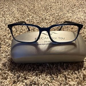 Oliver Peoples Blue and Black Rectangular Eyeglasses